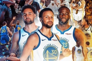 勇士发布水花追日特别版海报：NBA历史同队第二长三人组！