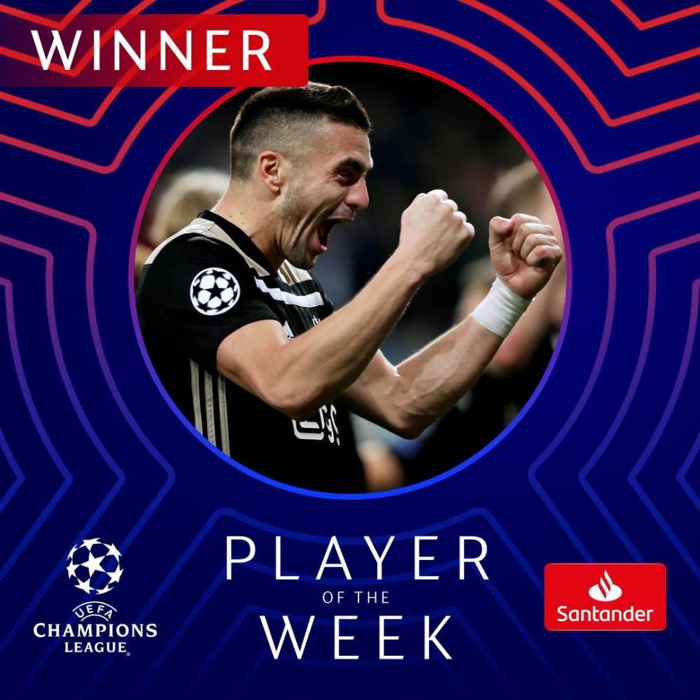 欧冠本周最佳球员:塔迪奇当选 2传1射带队淘汰