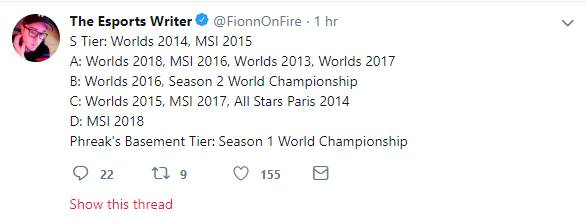 ESPN编辑评级世界级赛事:IG夺冠评为A级,ED