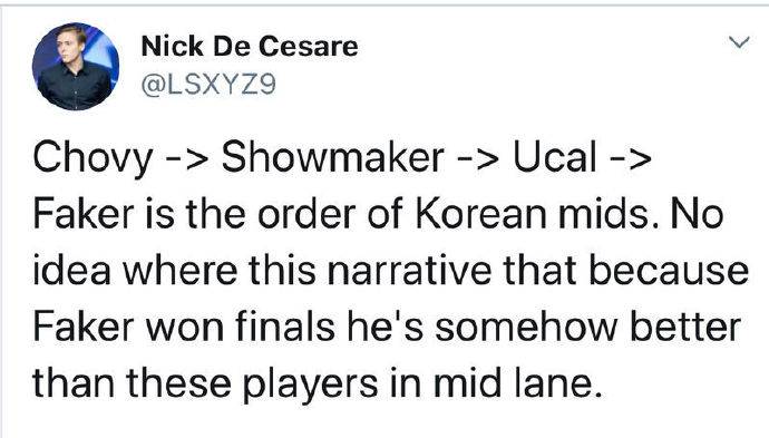 前BBQ教练Nick:LCK中单排名Chovy