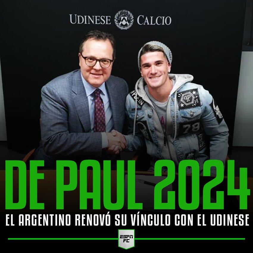 官方：德保罗与乌迪内斯续约至2024年