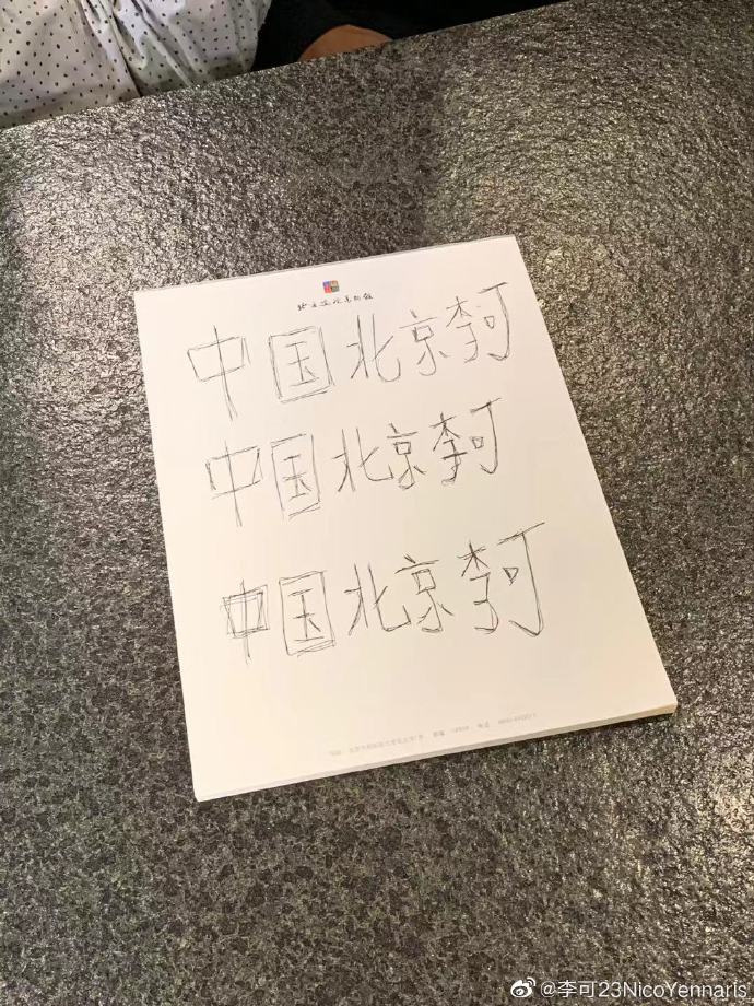 “中国北京李可”，李可上央视节目晒中文签名
