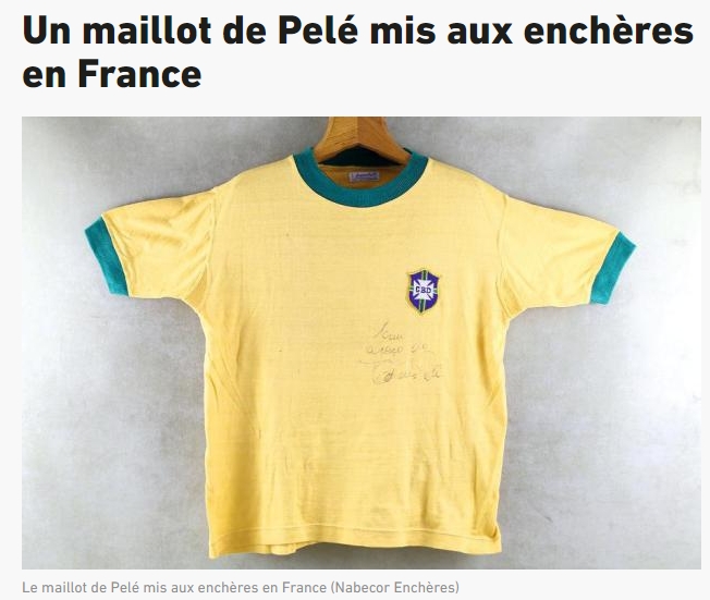 队报：法国老裁判拍卖贝利世界杯球衣，起价1000欧元