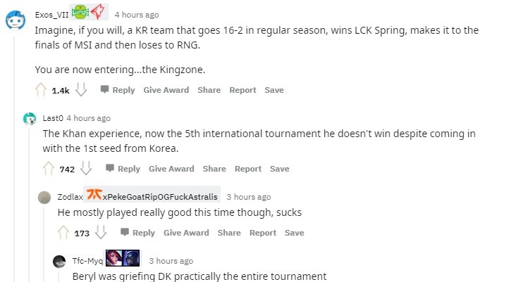 Reddit热议RNG夺冠：LPL从S8 MSI的时候开始就是世界最强赛区了