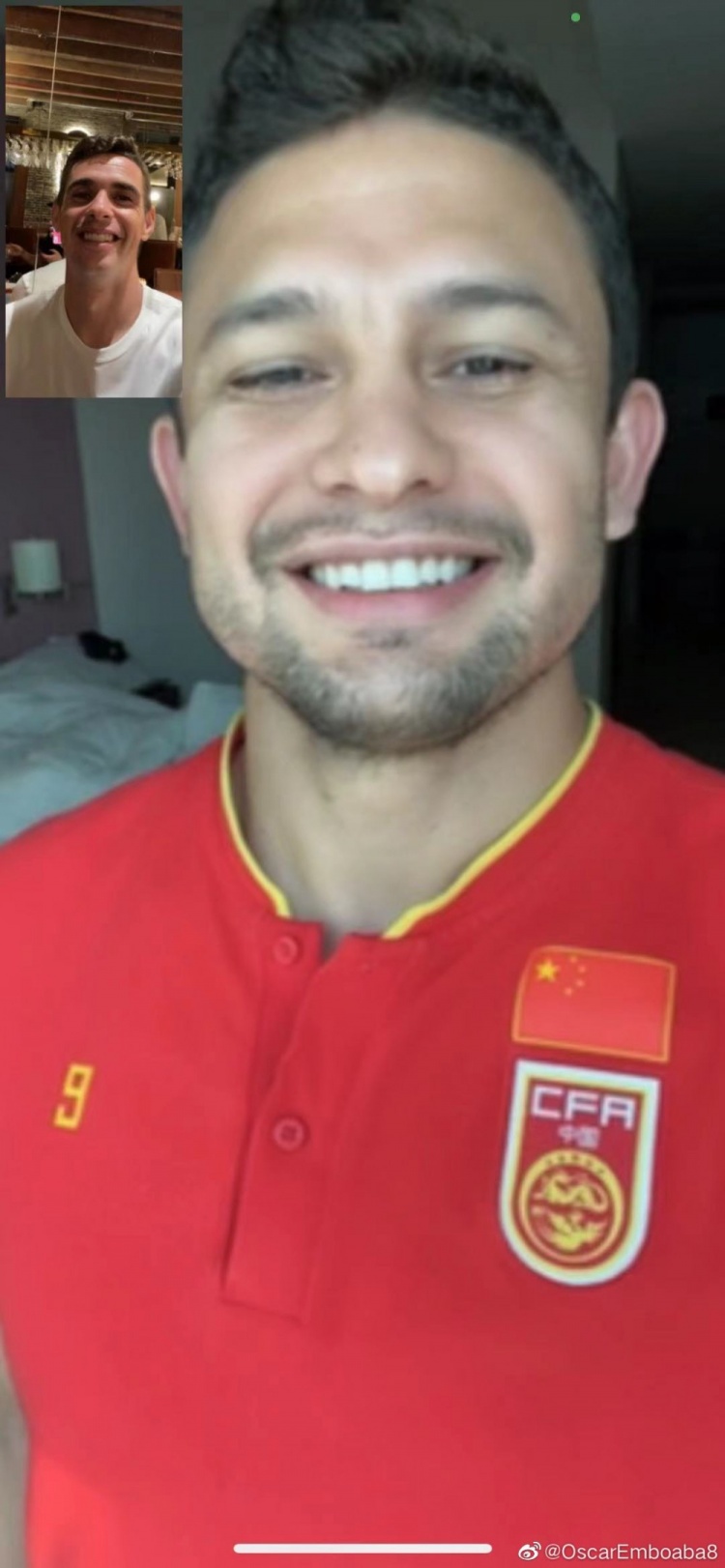 奥斯卡：祝我兄弟艾克森和中国队今晚比赛顺利