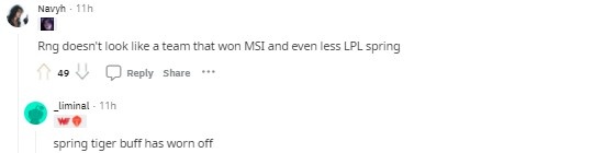 Reddit热议：RNG不像是一支刚刚拿下MSI以及LPL春季赛冠军的队伍
