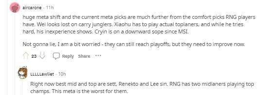 Reddit热议：RNG不像是一支刚刚拿下MSI以及LPL春季赛冠军的队伍