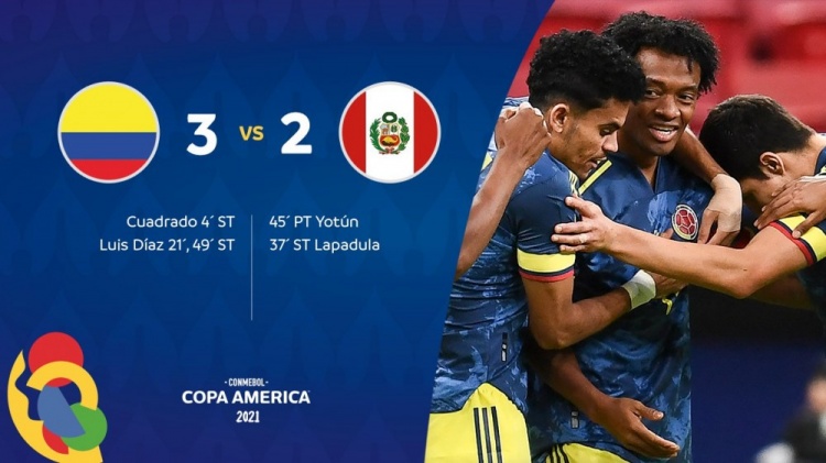 美洲杯-迪亚兹双响+读秒世界波绝杀 哥伦比亚3-2秘鲁获季军