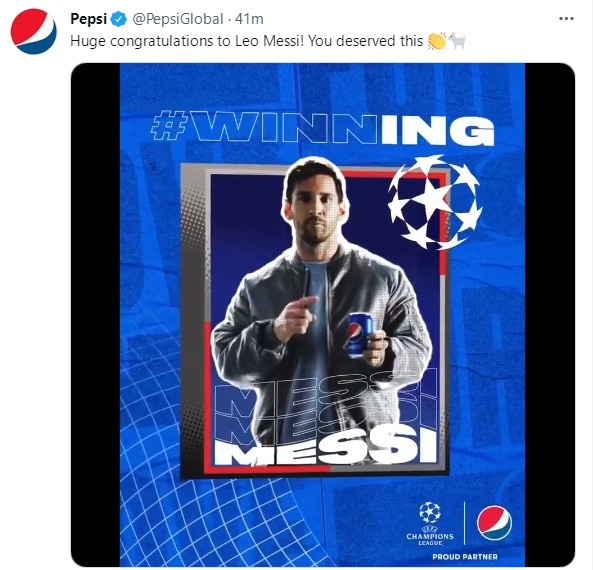 百事可乐发来贺电：恭喜梅西！??
