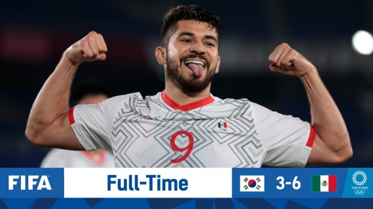 奥运男足-墨西哥国奥6-3淘汰韩国国奥，与巴西会师半决赛