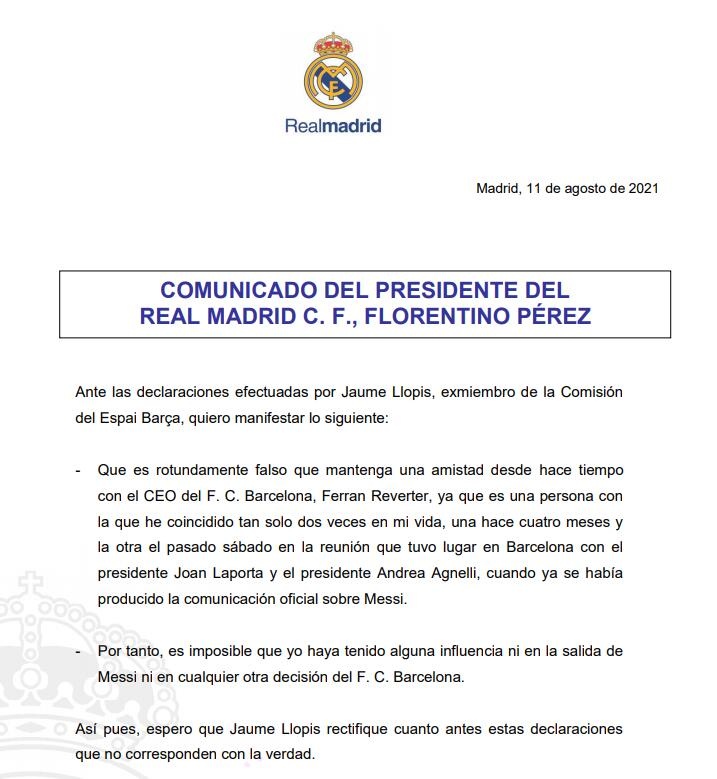 弗洛伦蒂诺声明:我与梅西离队无关,不可能干涉巴萨的任何决定