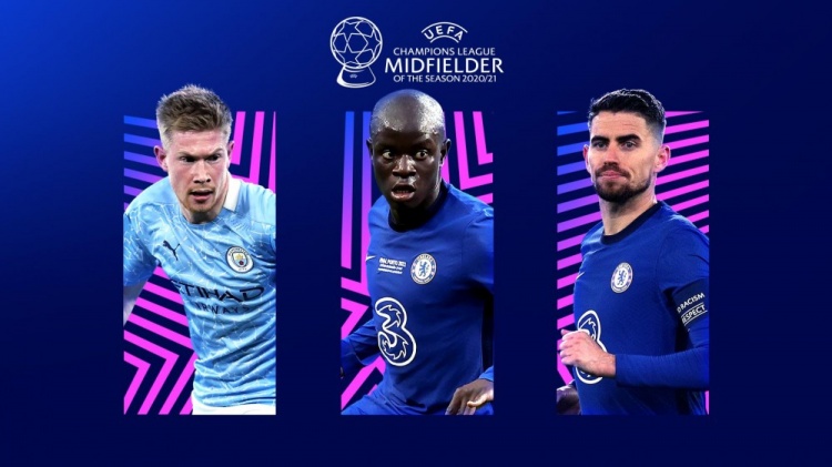 20/21欧冠最佳中场候选：德布劳内、坎特和若日尼奥