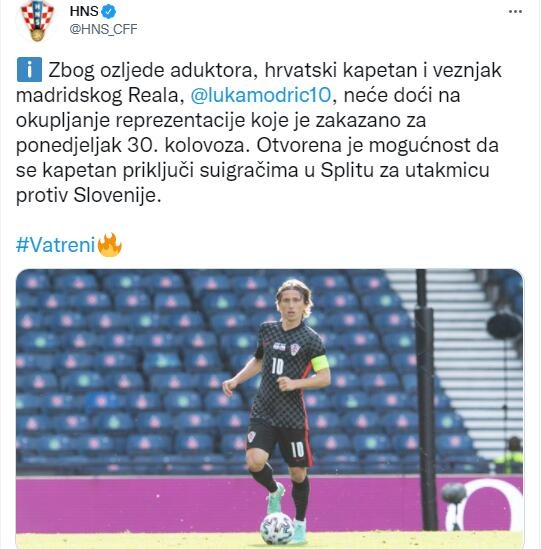 官方：魔笛因伤退出国家队前期集训，但仍可能出战斯洛文尼亚