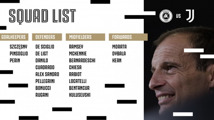 尤文战斯佩齐亚大名单:小基耶萨、莫拉塔在列,基耶利尼缺阵