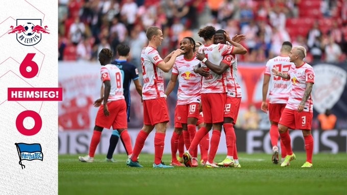 恩昆库梅开二度并送出助攻,莱比锡6-0大胜柏林赫塔