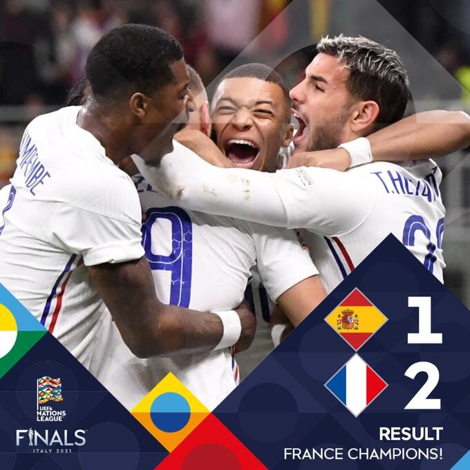 欧国联-姆巴佩制胜球本泽马破门 法国2-1逆转西班牙夺冠