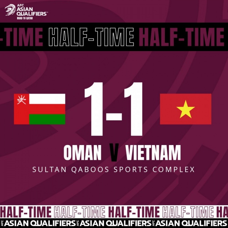 半场：越南暂1-1阿曼，阮进灵破门，阿尔萨比侧钩扳平法扎里失点