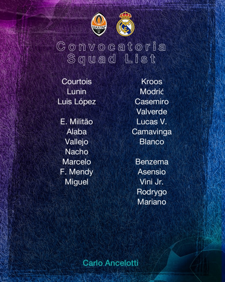 皇马欧冠出征大名单：本泽马领衔，克罗斯、魔笛在列阿扎尔伤缺