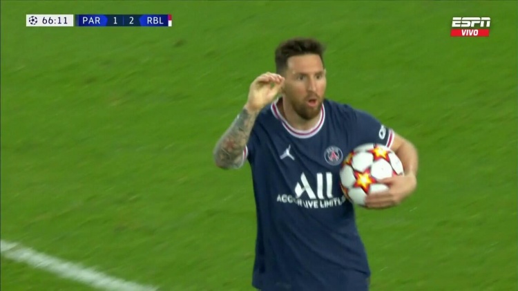 梅西破门,巴黎扳平比分2-2莱比锡!