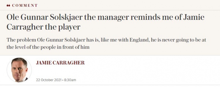 卡拉格：索帅达不到顶级，就像我怎么都比不过特里和费迪南德