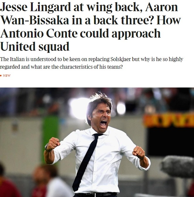 泰晤士报畅想孔蒂接手曼联:围绕C罗打造战术,林加德踢边翼卫?