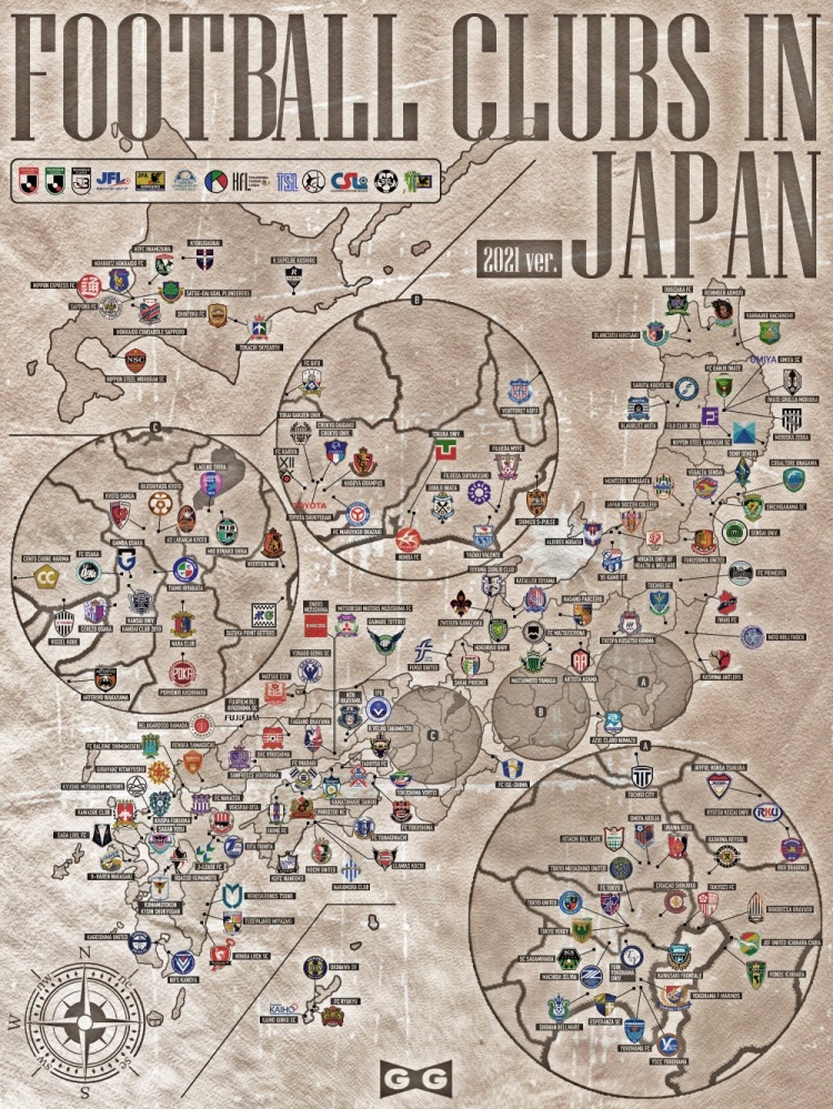 【蜗牛电竞】🔍一张图集齐日本足球五级联赛160家俱乐部