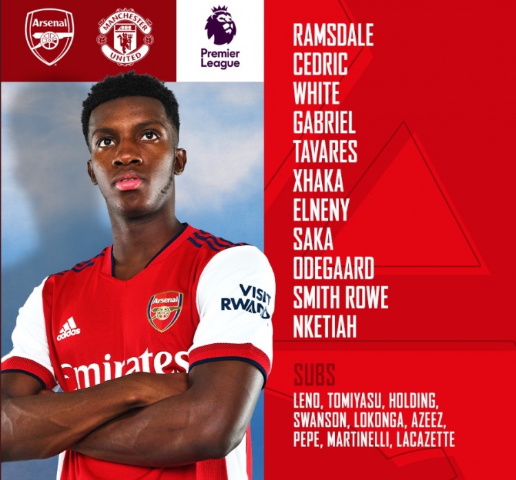 阿森纳vs曼联首发：马奎尔替补，C罗、恩凯提亚先发