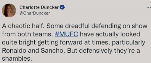 记者:混乱的上半场,C罗、桑乔有向前的想法但球队防守一团糟