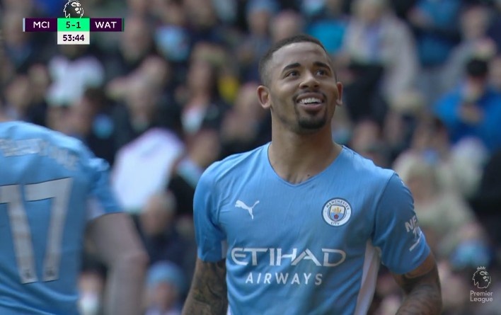 大四喜！热苏斯完成四射一传，曼城5-1领先沃特福德