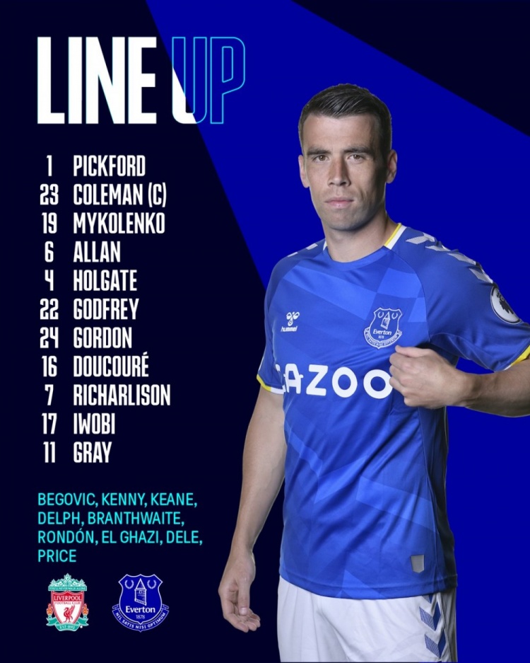 利物浦vs埃弗顿首发：萨拉赫、蒂亚戈领衔、马内、若塔先发