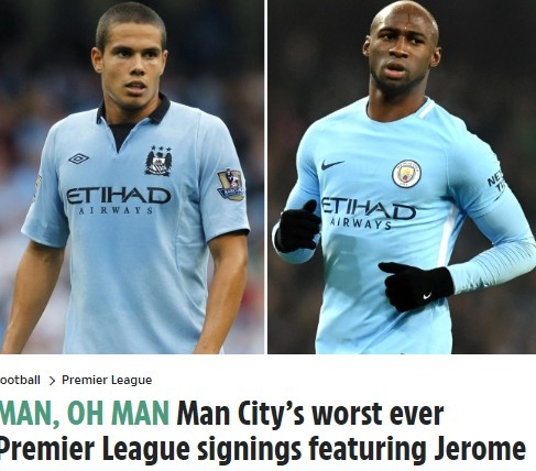 太阳报盘点曼城有史最烂引援：博阿滕、曼加拉、博尼上榜