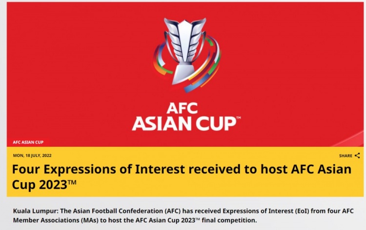 官方：澳大利亚、印尼、韩国、卡塔尔提交2023亚洲杯承办申请
