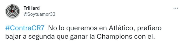 阿斯报：马竞球迷为抗议引进C罗，已在推特创建“反对CR7”话题