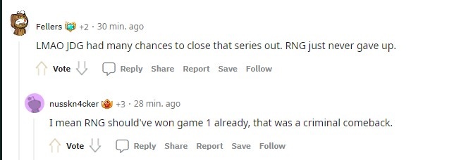 Reddit热议RNG取胜：RNG看起来像春天的T1 总能赢得不该赢的比赛