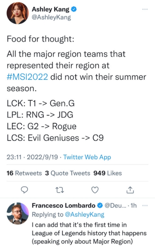 参加MSI被下降头了？四大赛区参加MSI的队伍都没能获得夏冠