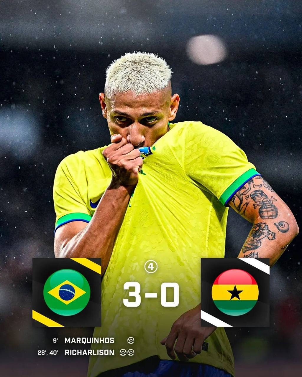 友谊赛-理查利森梅开二度内马尔助攻双响 巴西3-0轻取加纳