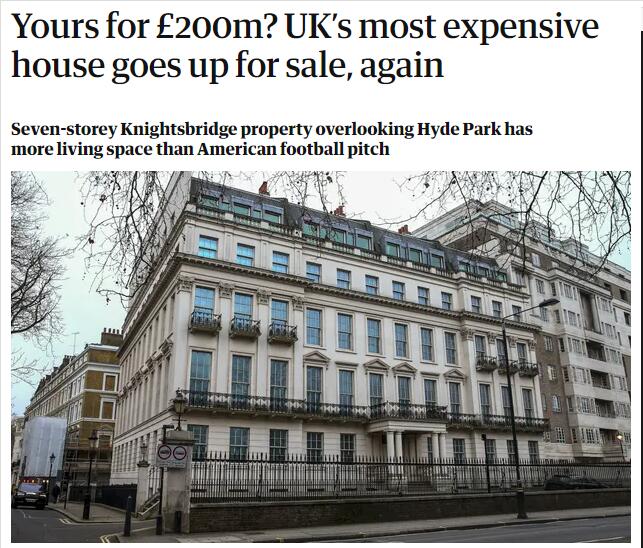 许家印2年前20亿创纪录购5800平伦敦超级豪宅，近期挂牌出售