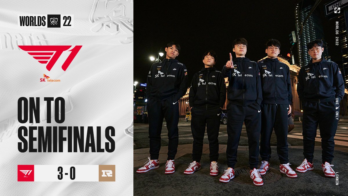 LCK官推：复仇成功！T1  3-0拿下RNG，晋级半决赛!