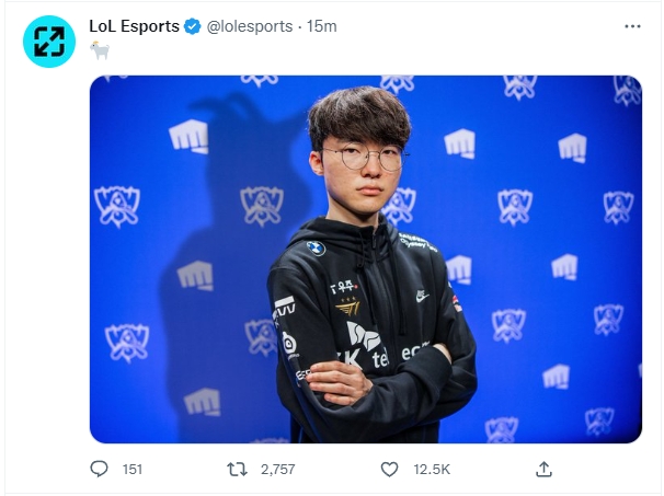 LoLesports晒出Faker照片：THE GOAT?