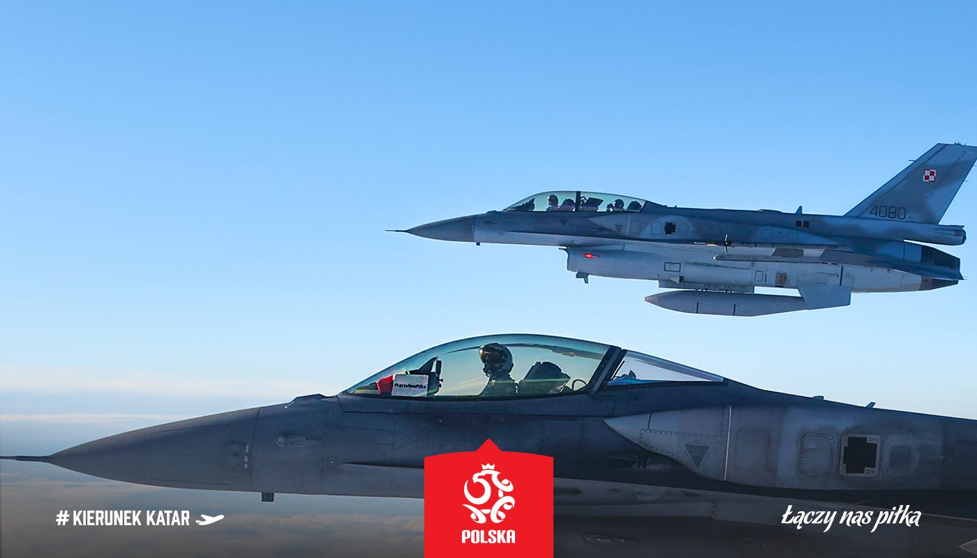 波兰队出征卡塔尔，两架F16战斗机护送至波兰南部边境✈️✈️