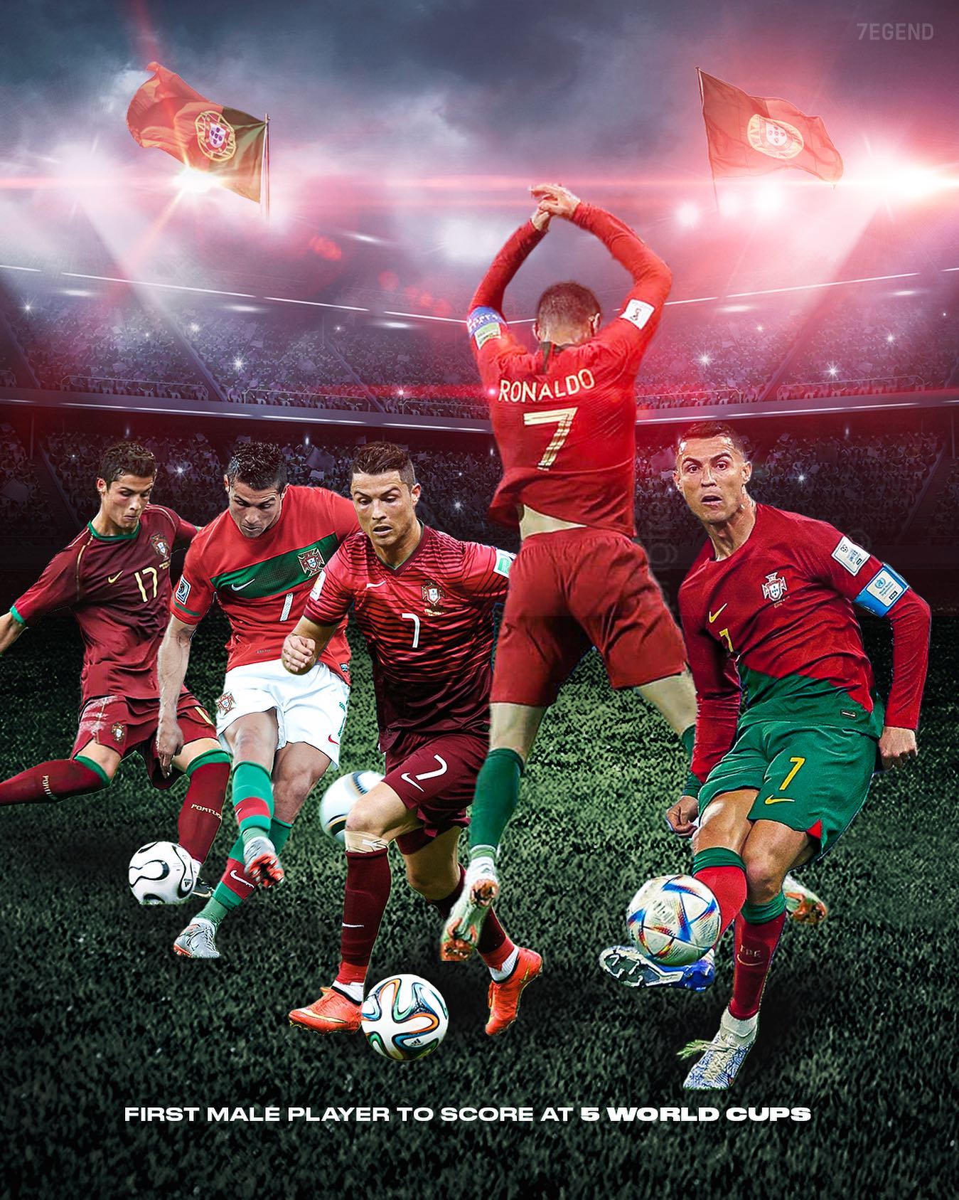 ❤️C罗庆祝五届世界杯破门：做梦都不敢想的壮举！一切皆可能！