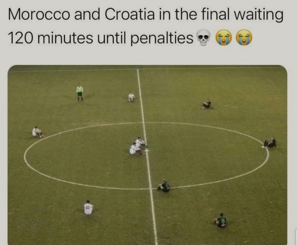 有人说，这是世界杯决赛摩洛哥和克罗地亚的比赛场景...