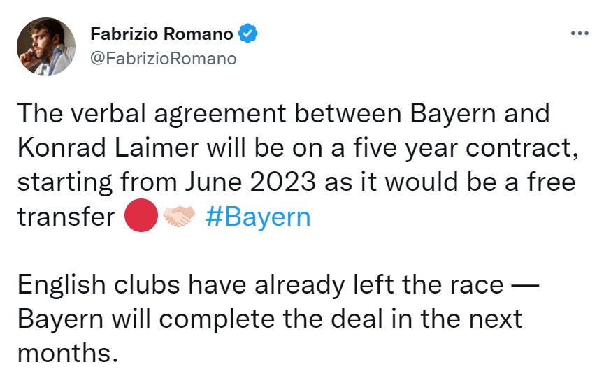 罗马诺更新：拜仁明夏免签莱比锡中场莱默尔达口头协议，签约5年