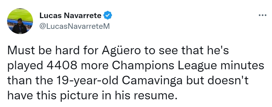 记者反击阿圭罗：比19岁卡马文加多踢4408分钟欧冠，捧杯照片呢？