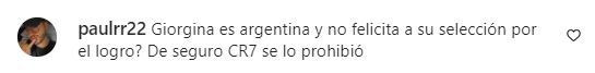 乔治娜社媒遭刷屏：为何不庆祝祖国阿根廷夺冠？C罗不让你庆祝？