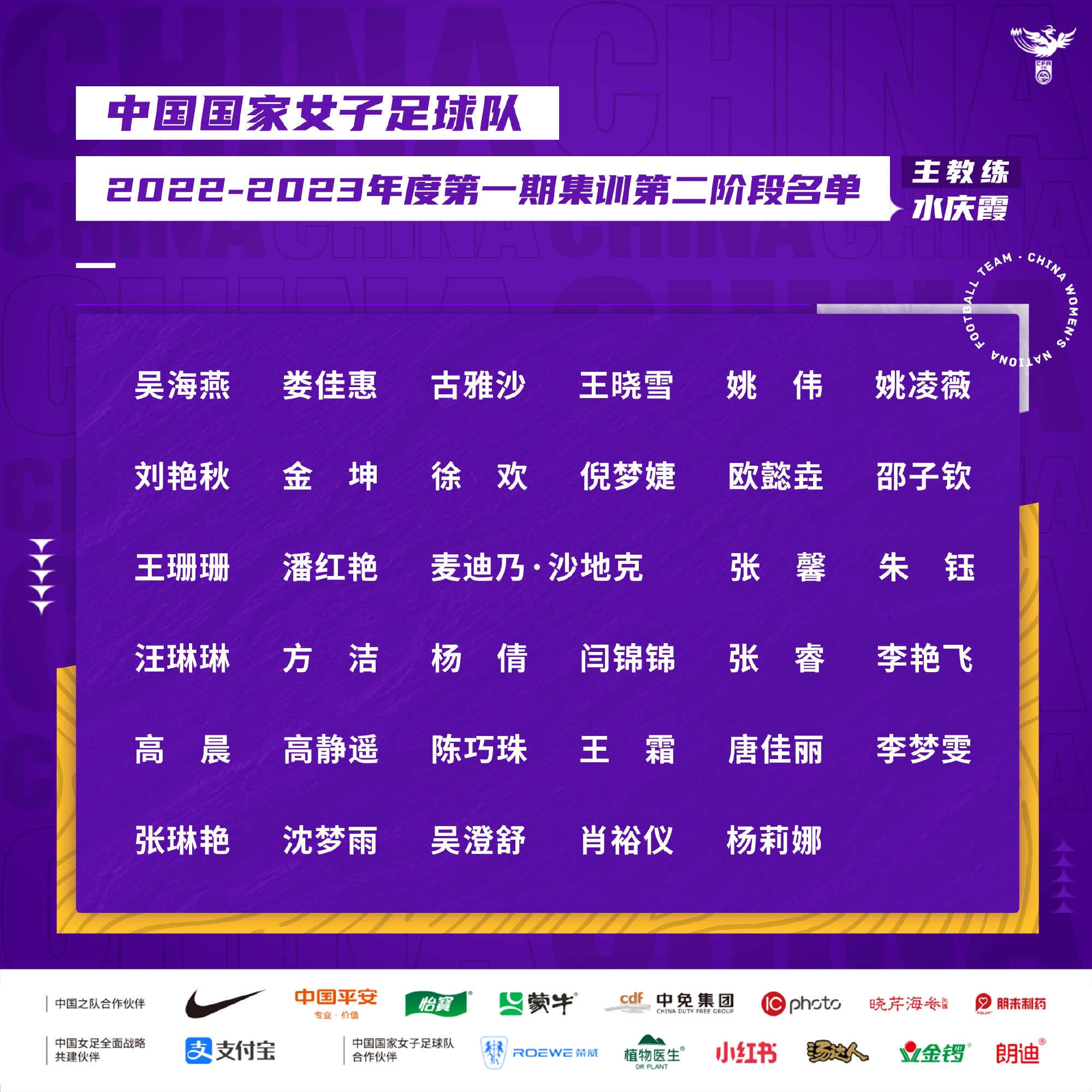 中国女足新一期名单：王霜、王珊珊领衔，共8位留洋球员入选