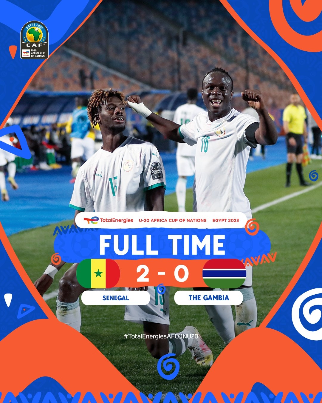 U20非洲杯决赛塞内加尔2-0击败冈比亚夺冠，队史首次捧杯