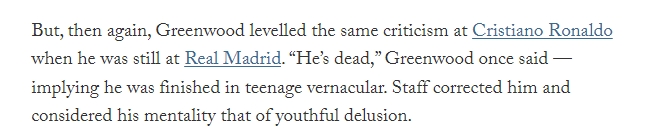 TA:格林伍德儿时曾骂其他球员是屎,还说过C罗“死了”