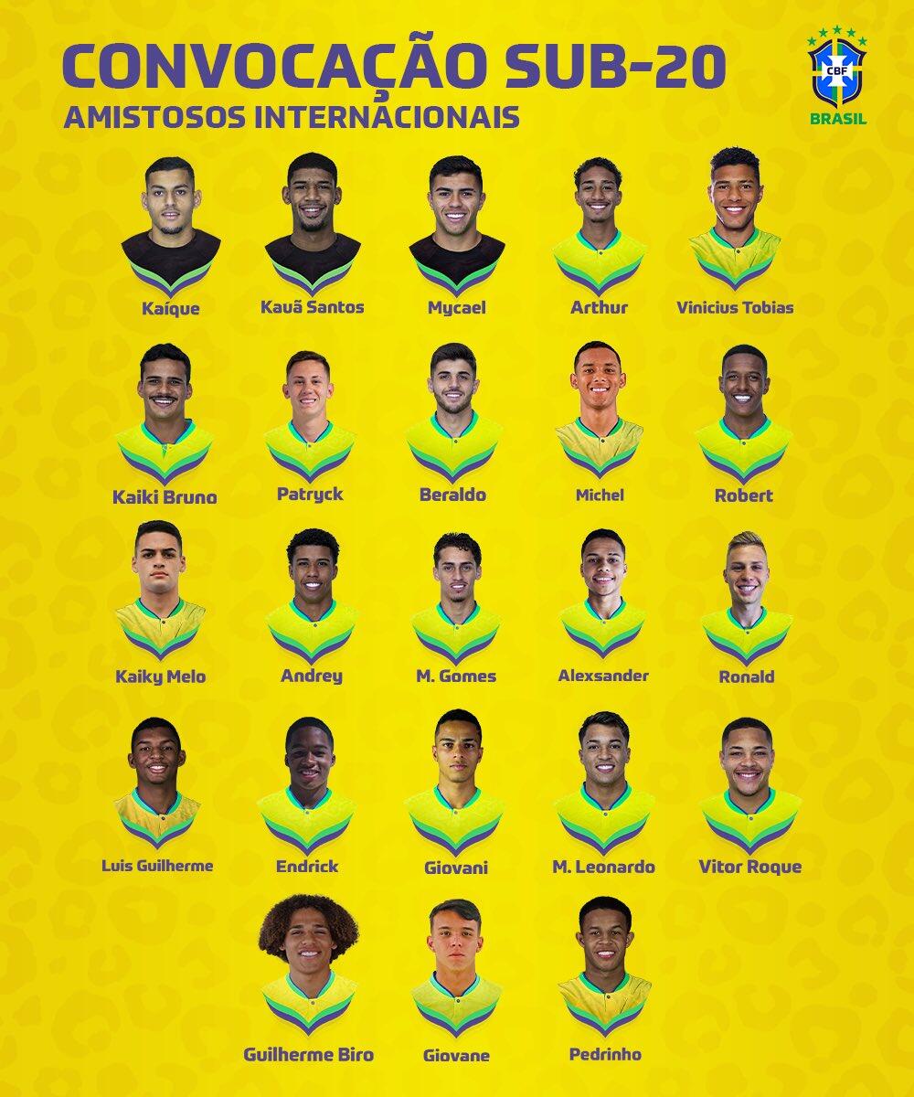 巴西U20友谊赛大名单：恩德里克、罗克、安德雷-桑托斯入选