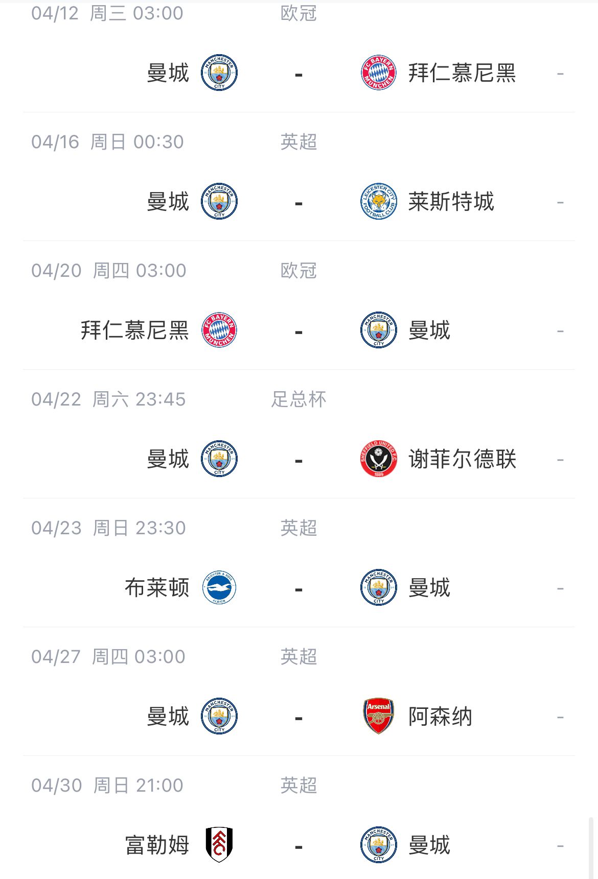 天王山战定冠军？曼城若全胜有望反超阿森纳，两队27号直接对决